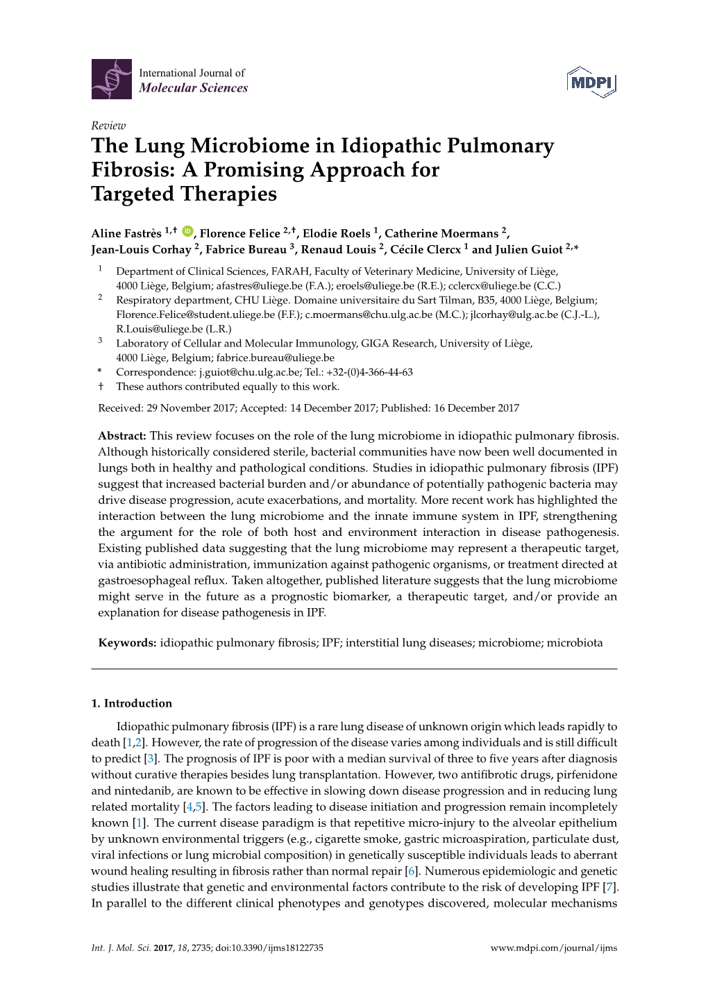 The Lung Microbiome in Idiopathic Pulmonary Fibrosis: a Promising Approach for Targeted Therapies