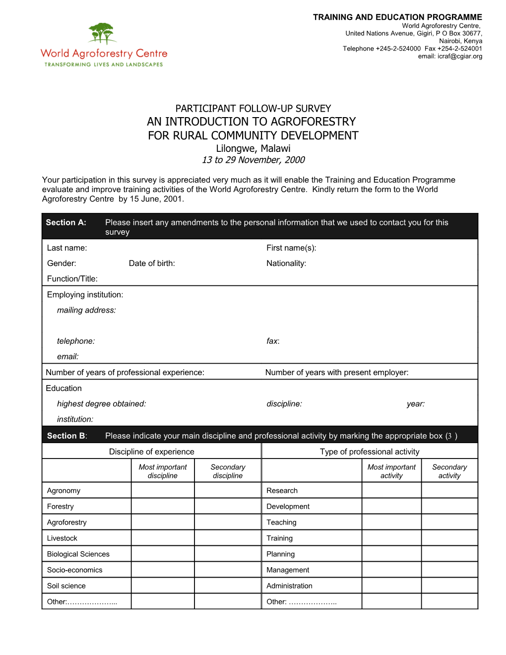 Participant Follow-Up Survey