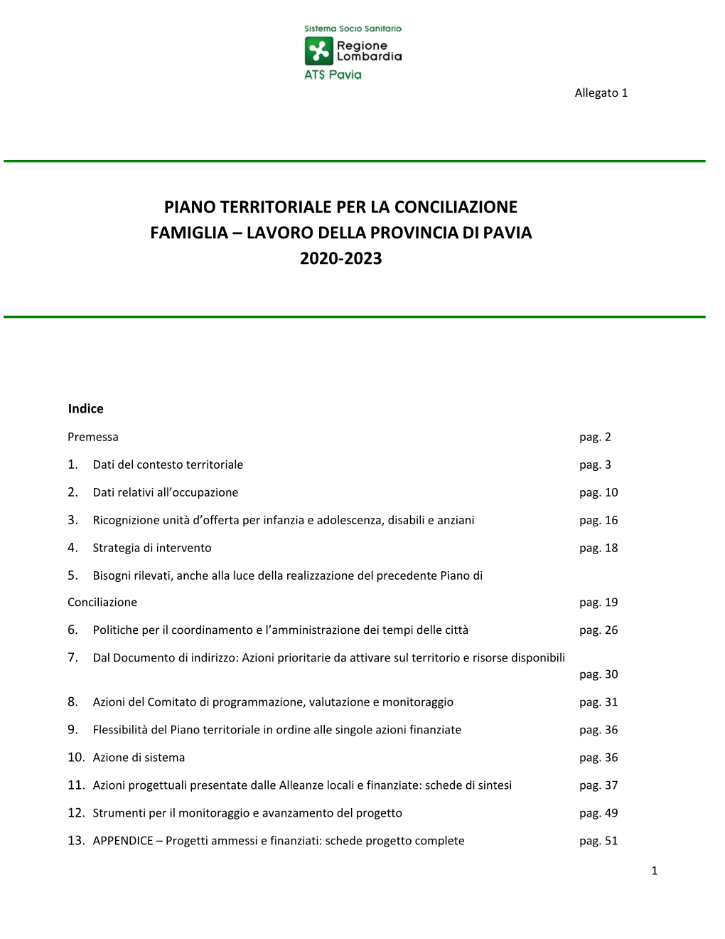 Piano Territoriale Per La Conciliazione Famiglia – Lavoro Della Provincia Di Pavia 2020-2023