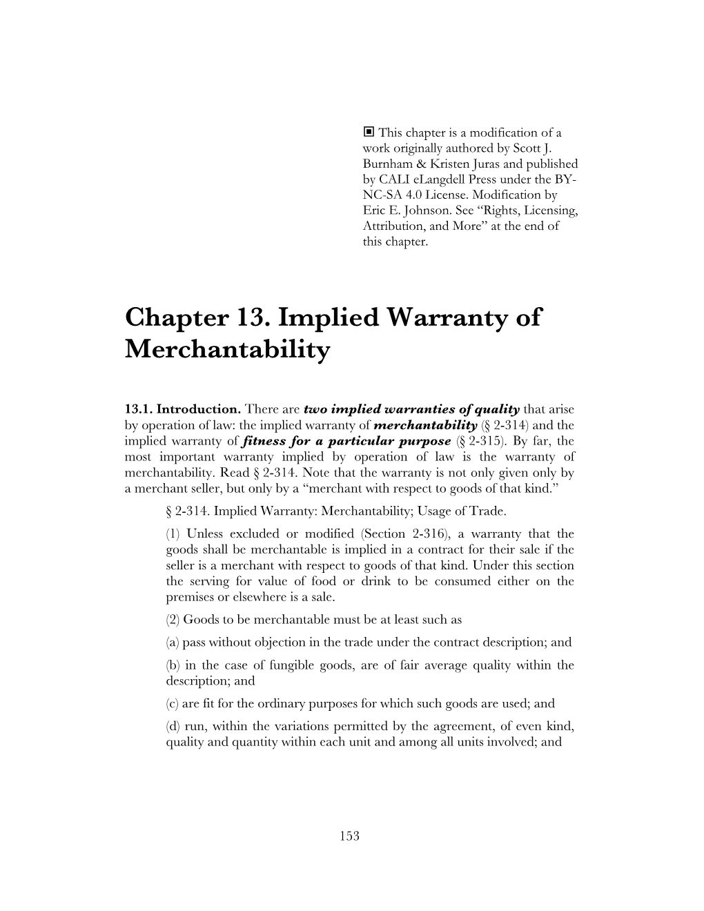 Implied Warranty of Merchantability