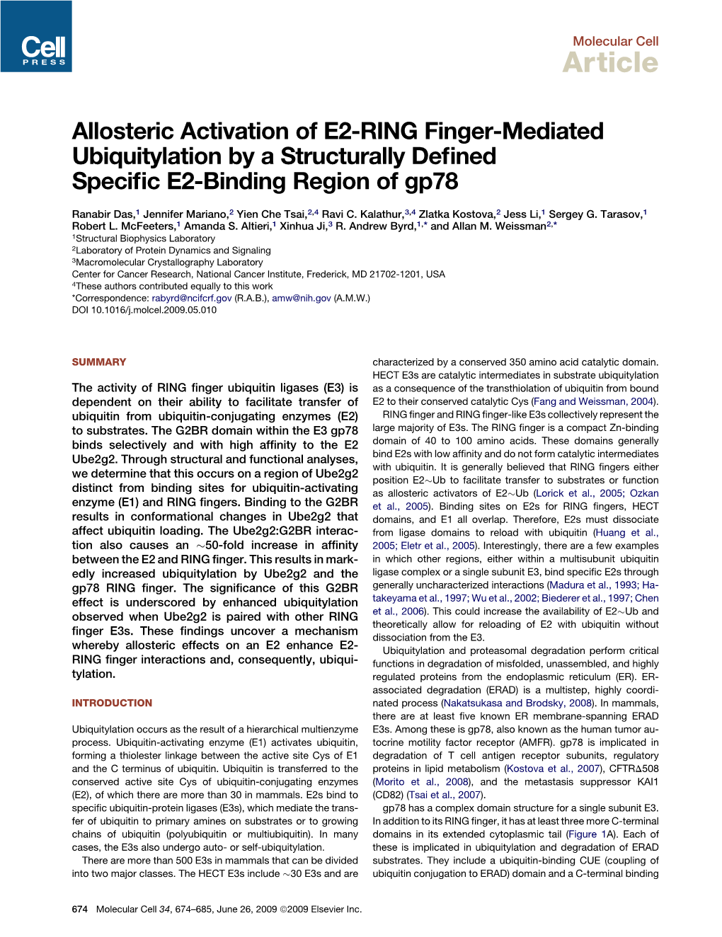 Allosteric Activation of E2-RING Finger-Mediated Ubiquitylation by a Structurally Defined Specific E2-Binding Region of Gp78