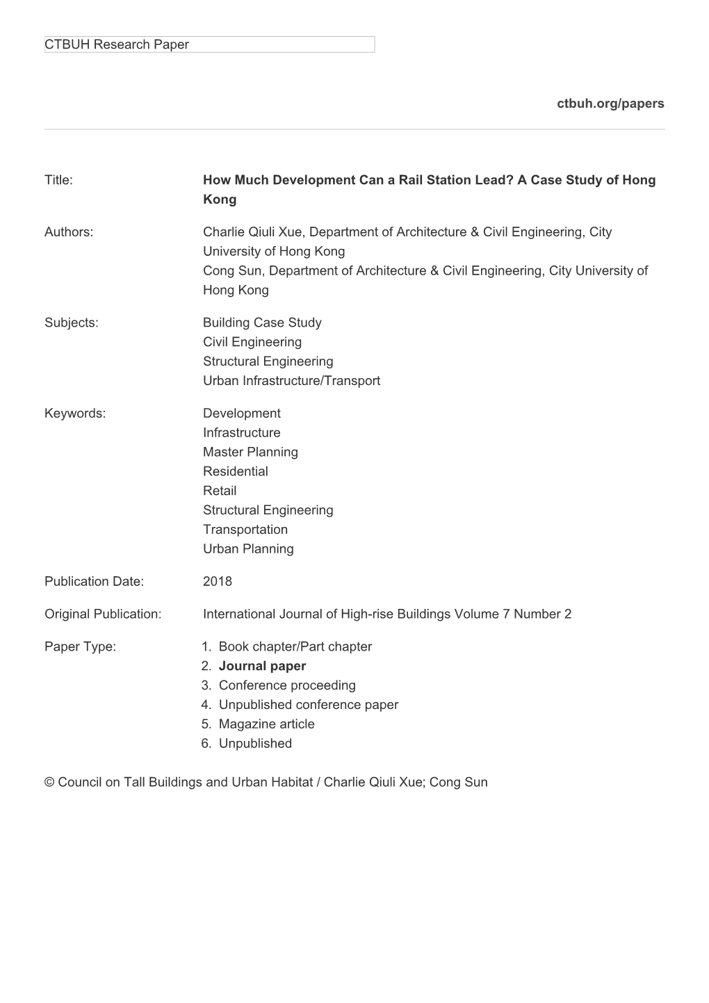 How Much Development Can a Rail Station Lead? a Case Study of Hong Kong