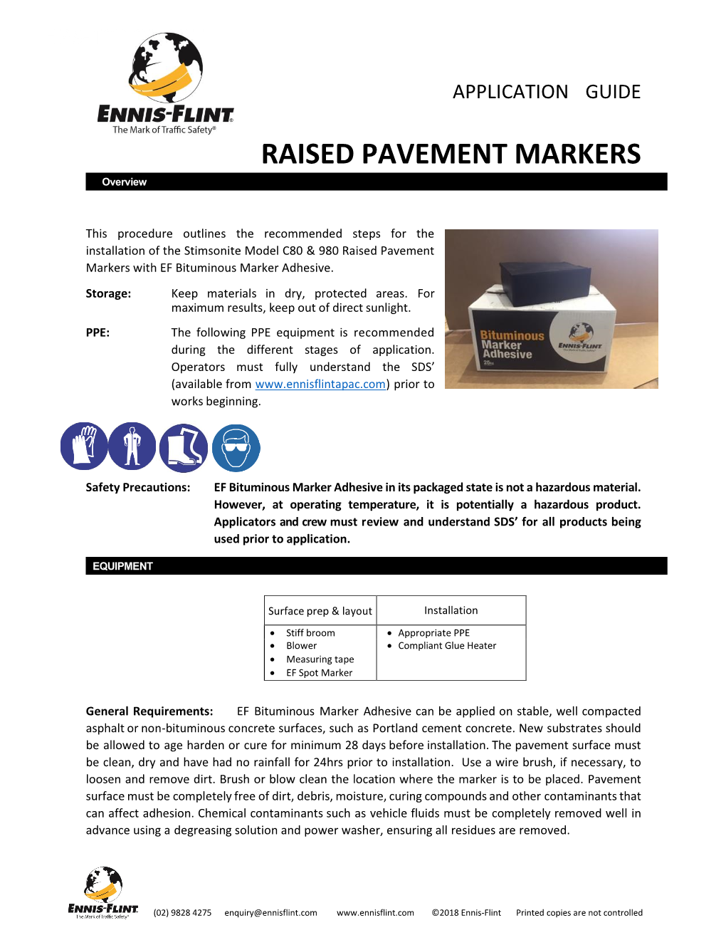 RAISED PAVEMENT MARKERS Overview