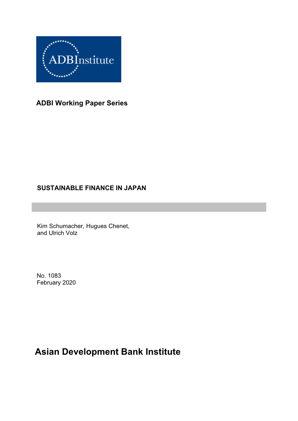 Sustainable Finance in Japan