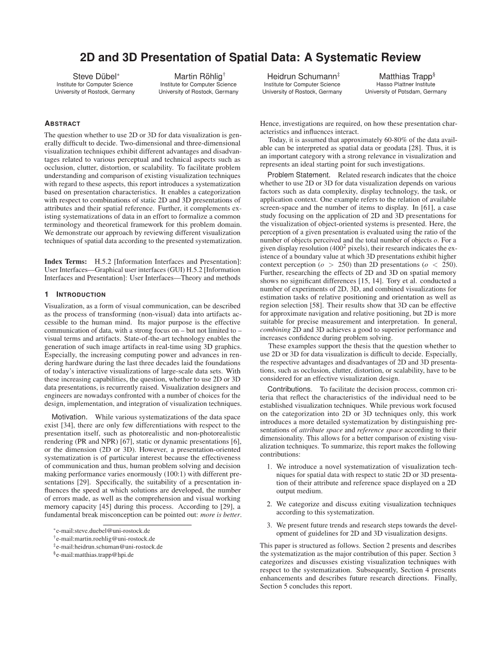 2D and 3D Presentation of Spatial Data: a Systematic Review