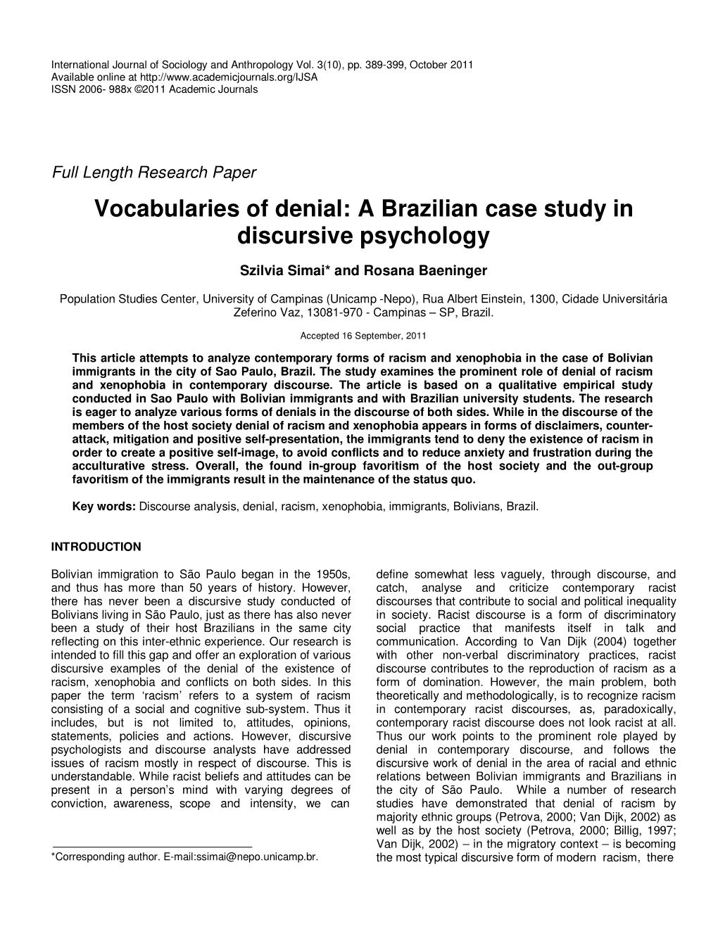 A Brazilian Case Study in Discursive Psychology
