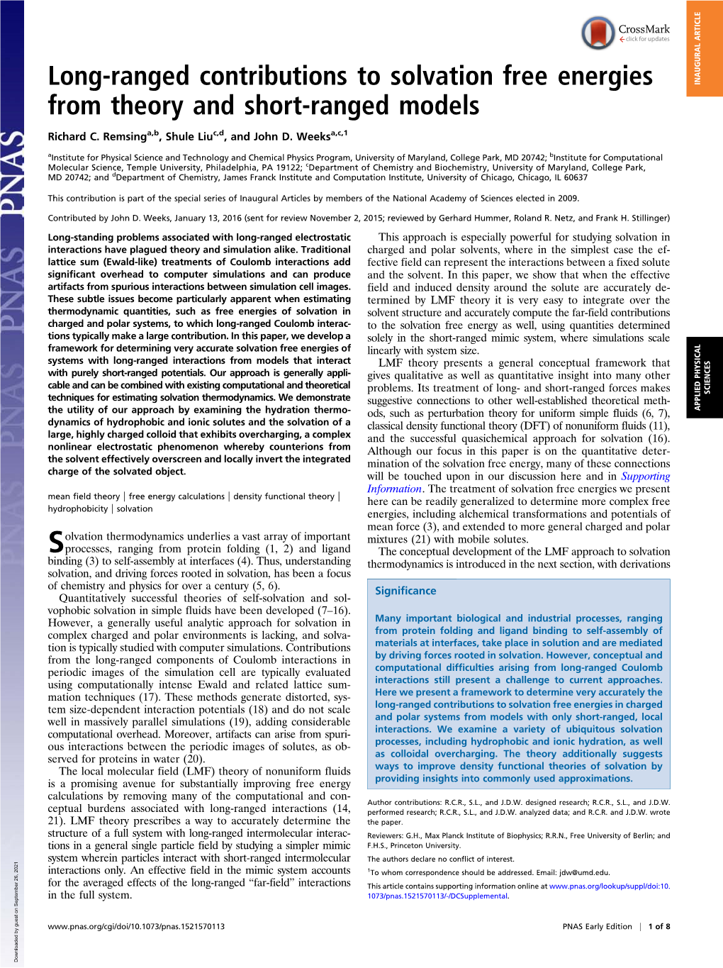 Long-Ranged Contributions to Solvation Free Energies from Theory and Short