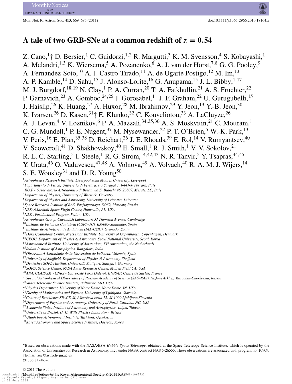 A Tale of Two Grbsne at a Common Redshift of Z0.54