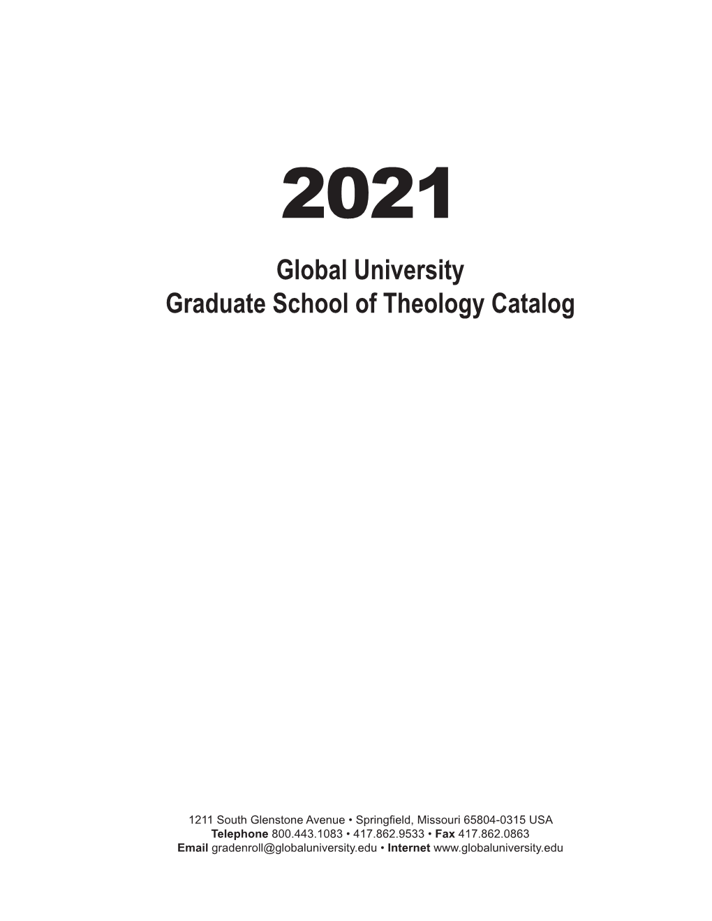 Global University Graduate School of Theology Catalog