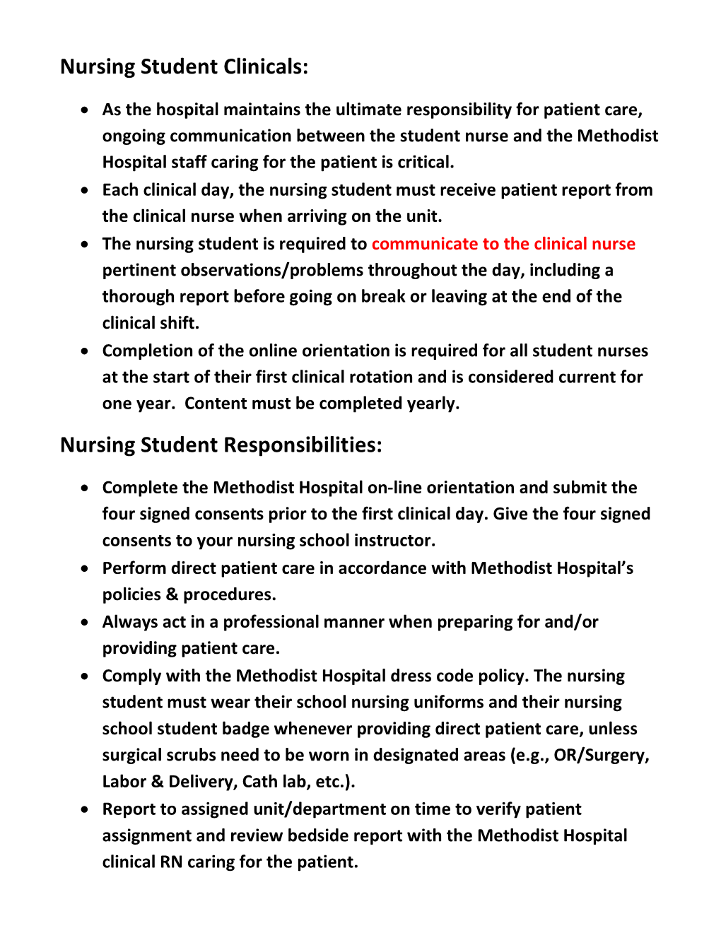 Nursing Student Clinicals