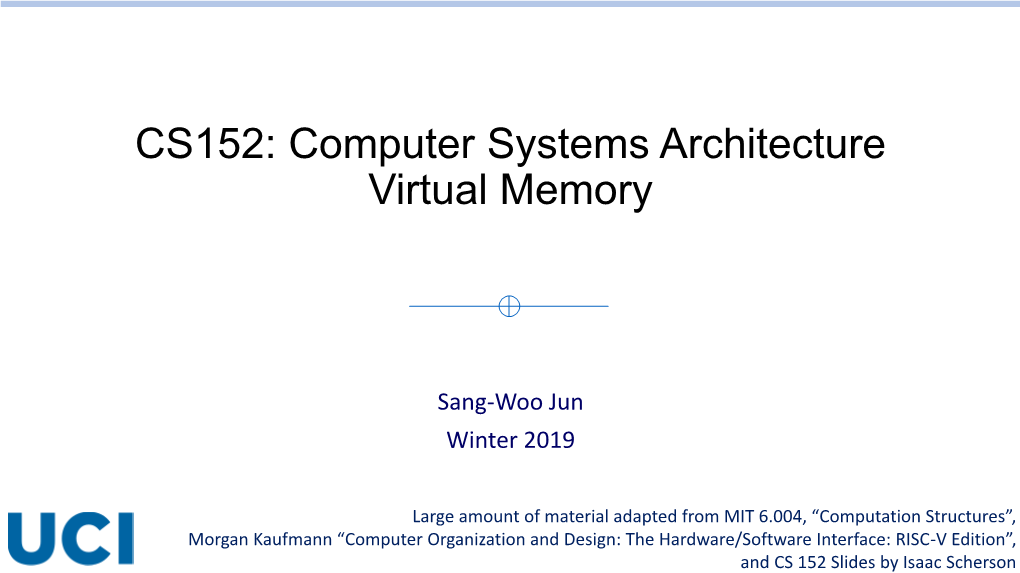CS152: Computer Systems Architecture Virtual Memory