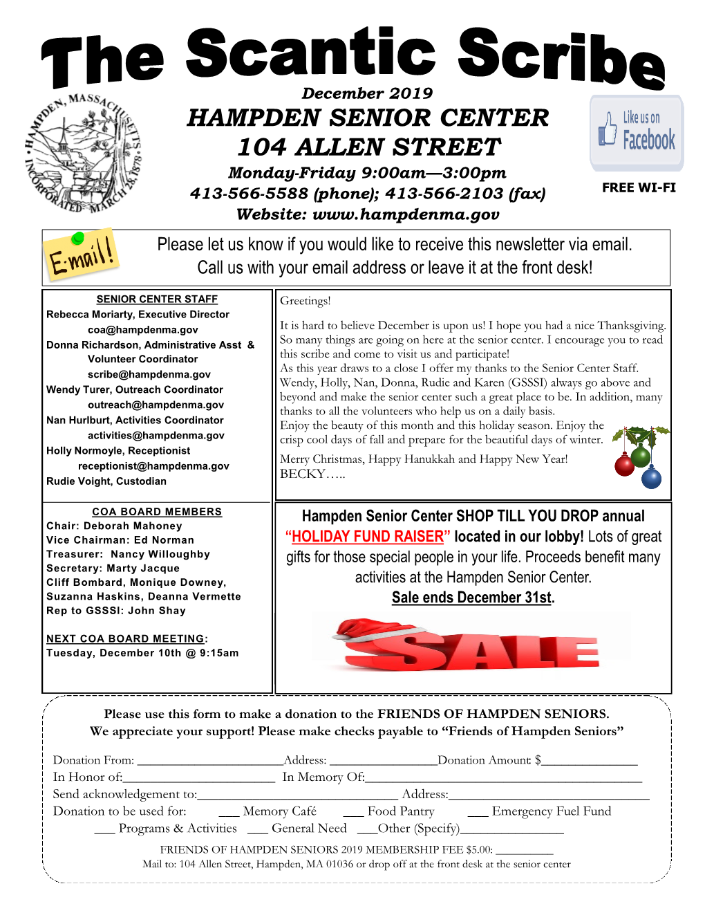 Hampden Senior Center 104 Allen Street