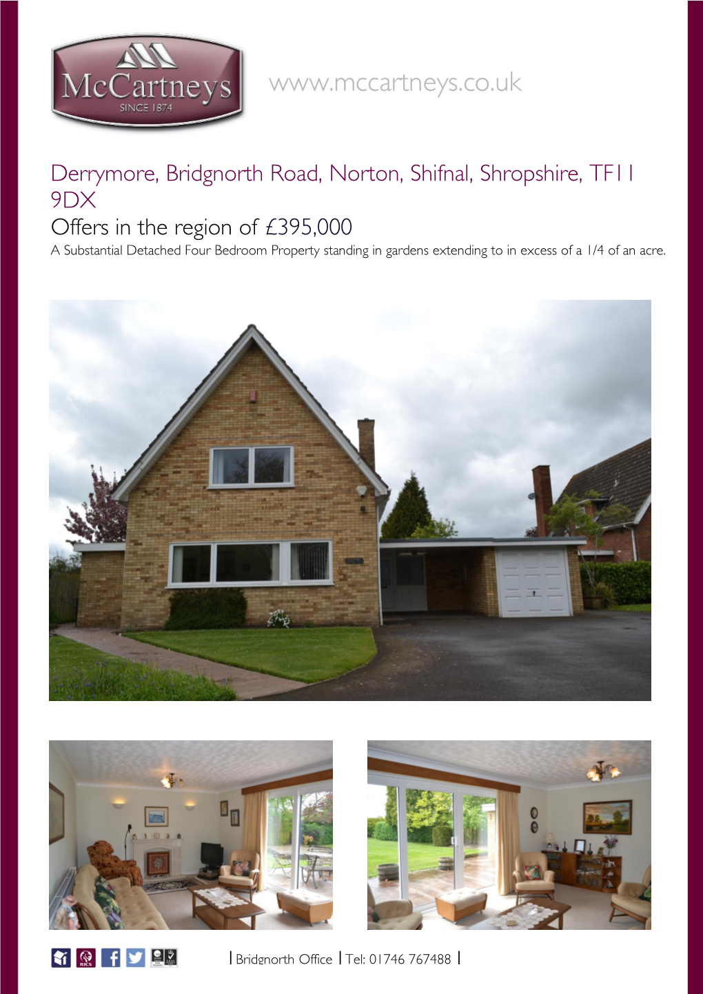 Derrymore, Bridgnorth Road, Norton, Shifnal, Shropshire, TF11 9DX Offers in the Region of £395,000