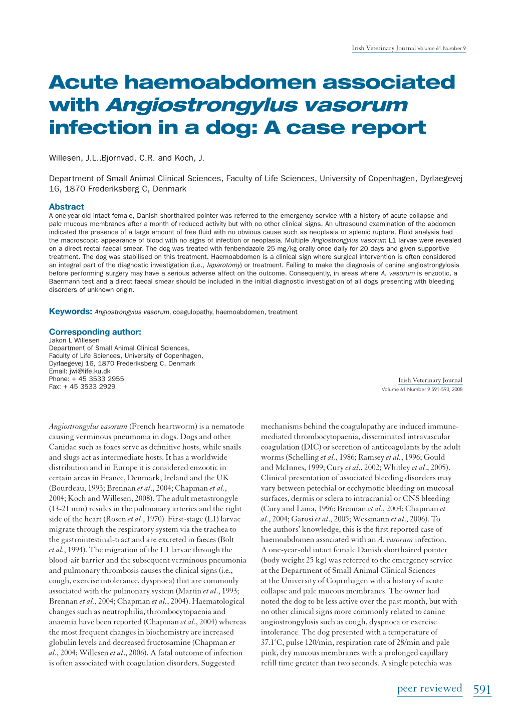 With Angiostrongylus Vasorum Infection in a Dog: a Case Report