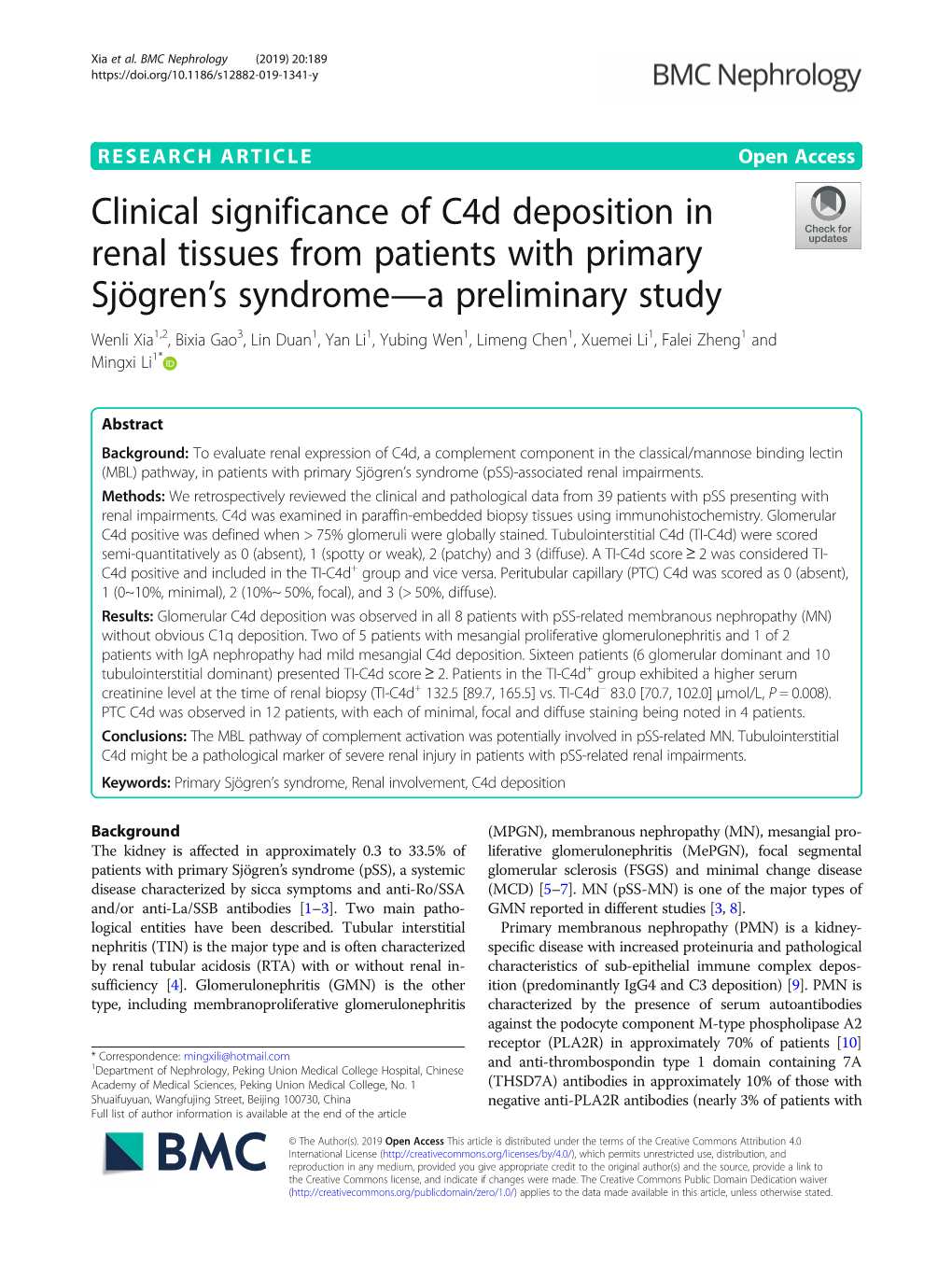 Clinical Significance of C4d Deposition in Renal Tissues from Patients With