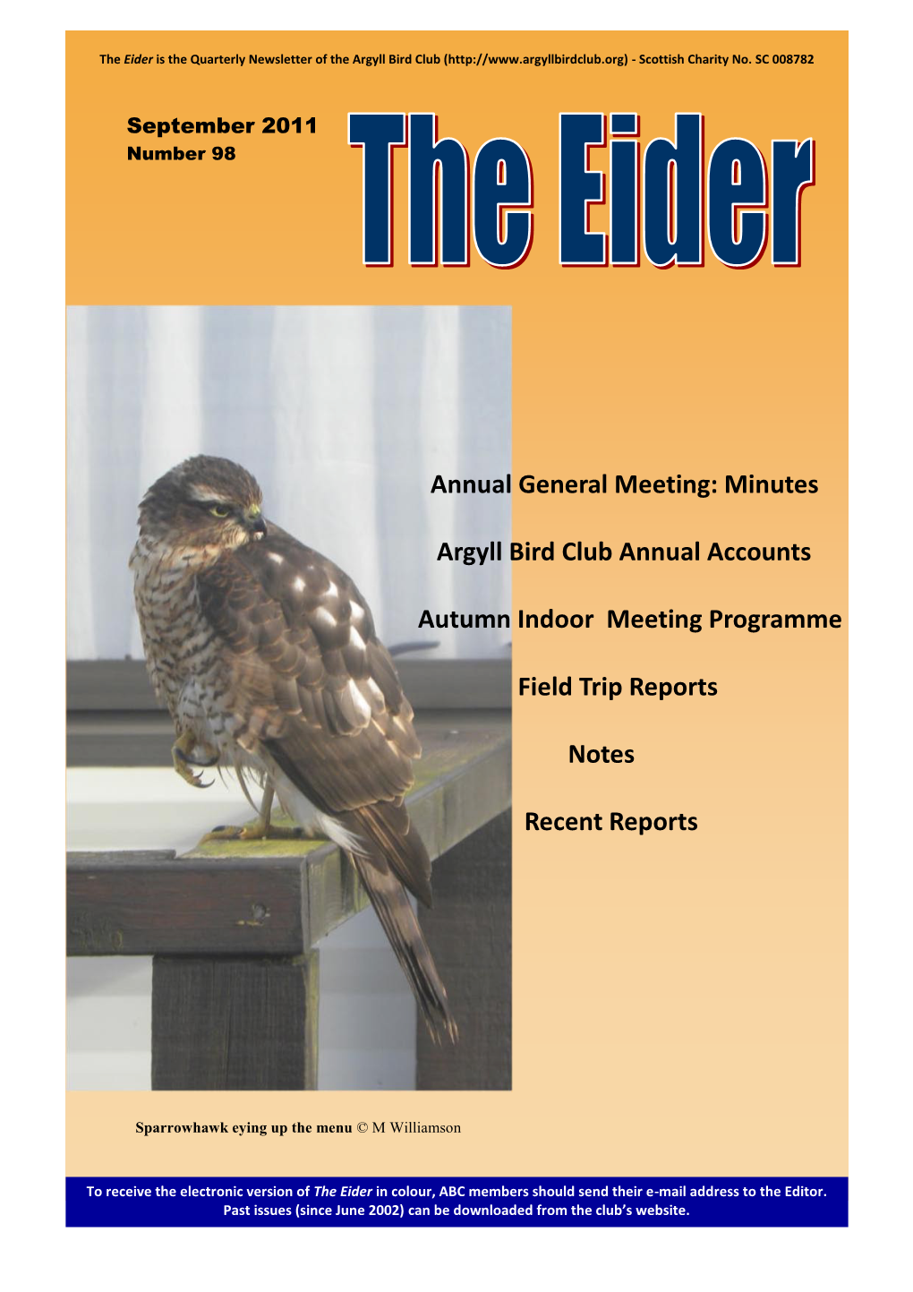 Minutes Argyll Bird Club Annual Accounts Autumn Indoor Meeting