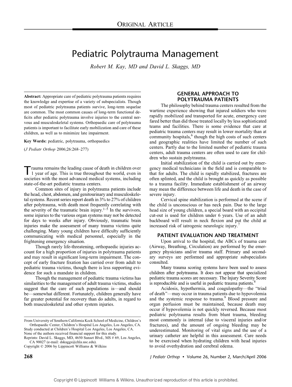 Pediatric Polytrauma Management Robert M
