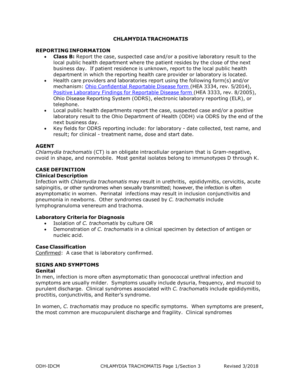 Chlamydia Trachomatis Infections