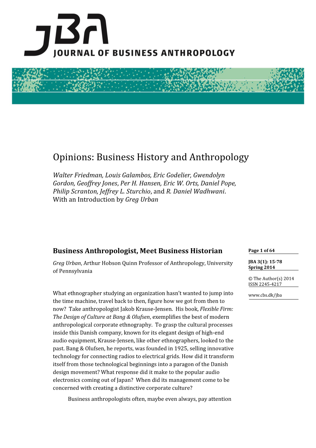 Business History and Anthropology