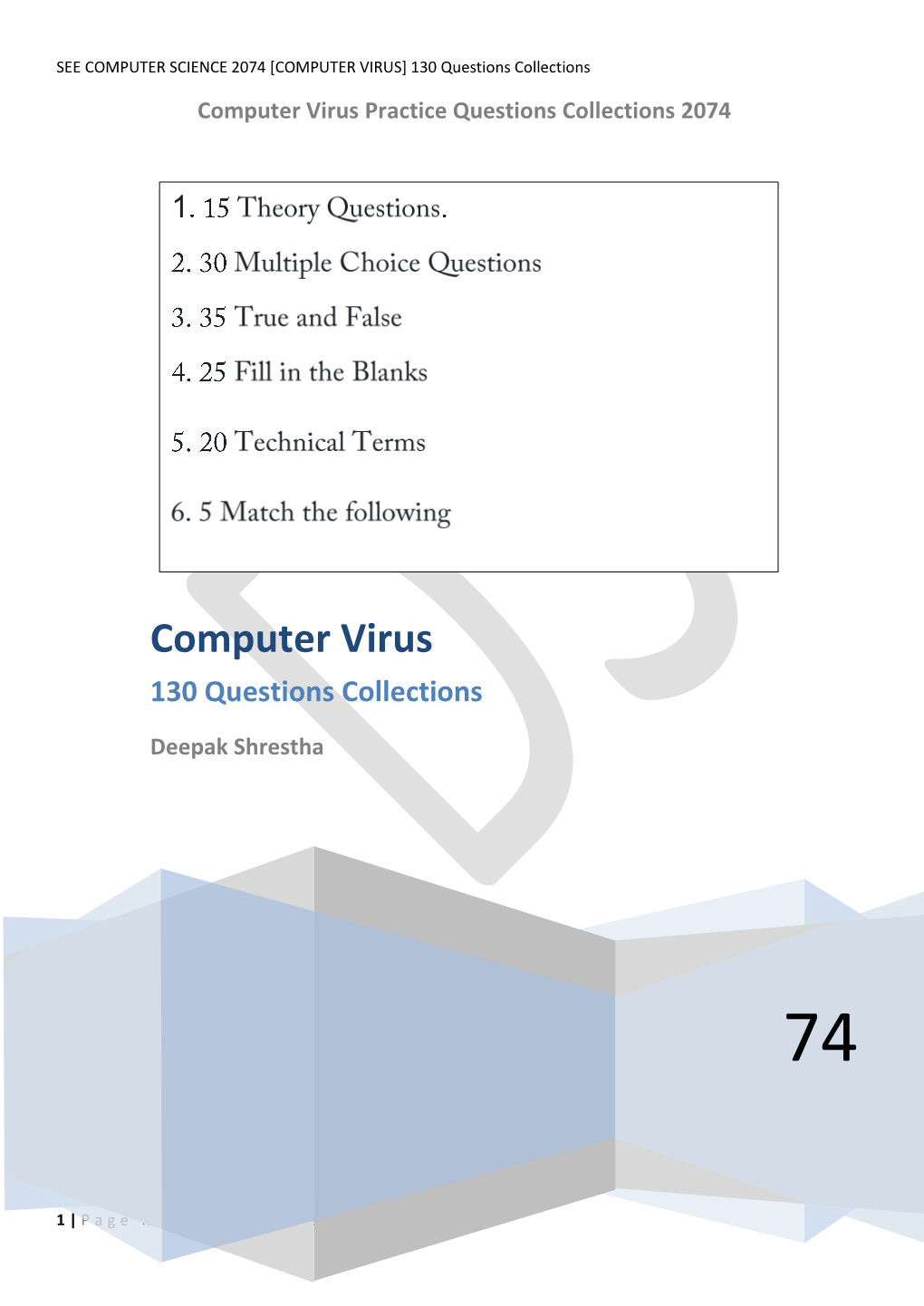 COMPUTER VIRUS] 130 Questions Collections