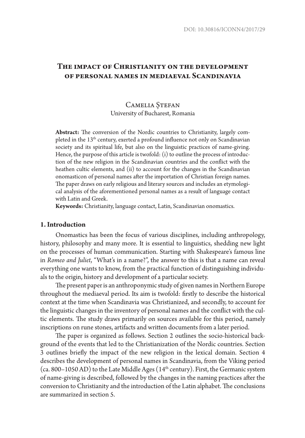 The Impact of Christianity on the Development of Personal Names in Mediaeval Scandinavia