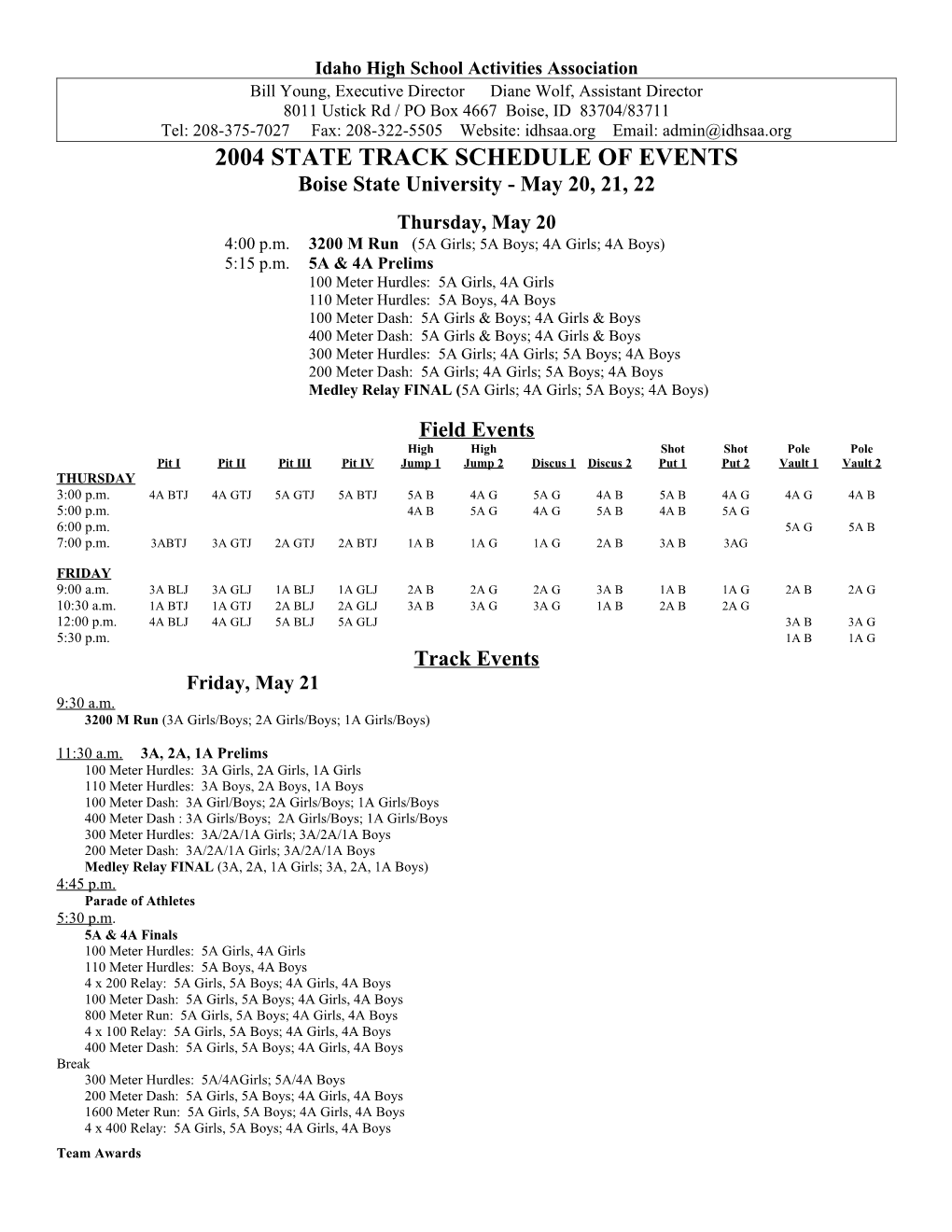 2003 Idaho State Track Championships