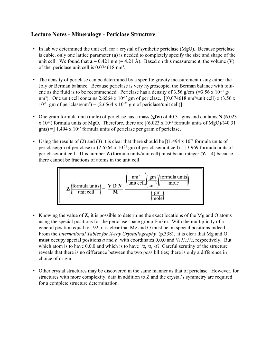 Lecture Notes - Mineralogy - Periclase Structure