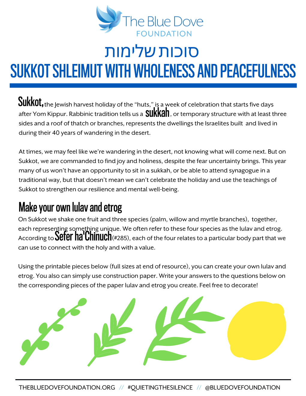 2020 Blue Dove Foundation Sukkot Resource