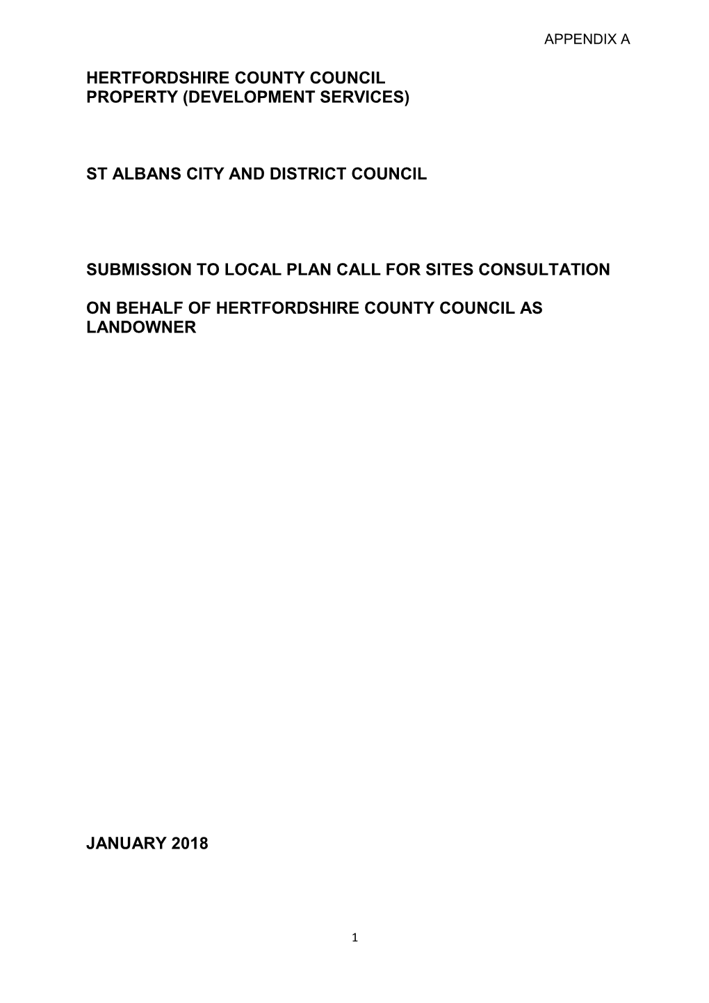(Development Services) St Albans City and District Council Submission to Local Plan Call