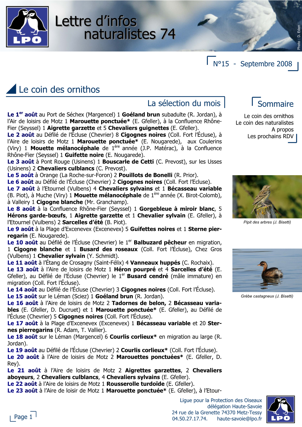 Lettre D'infos Naturalistes 74