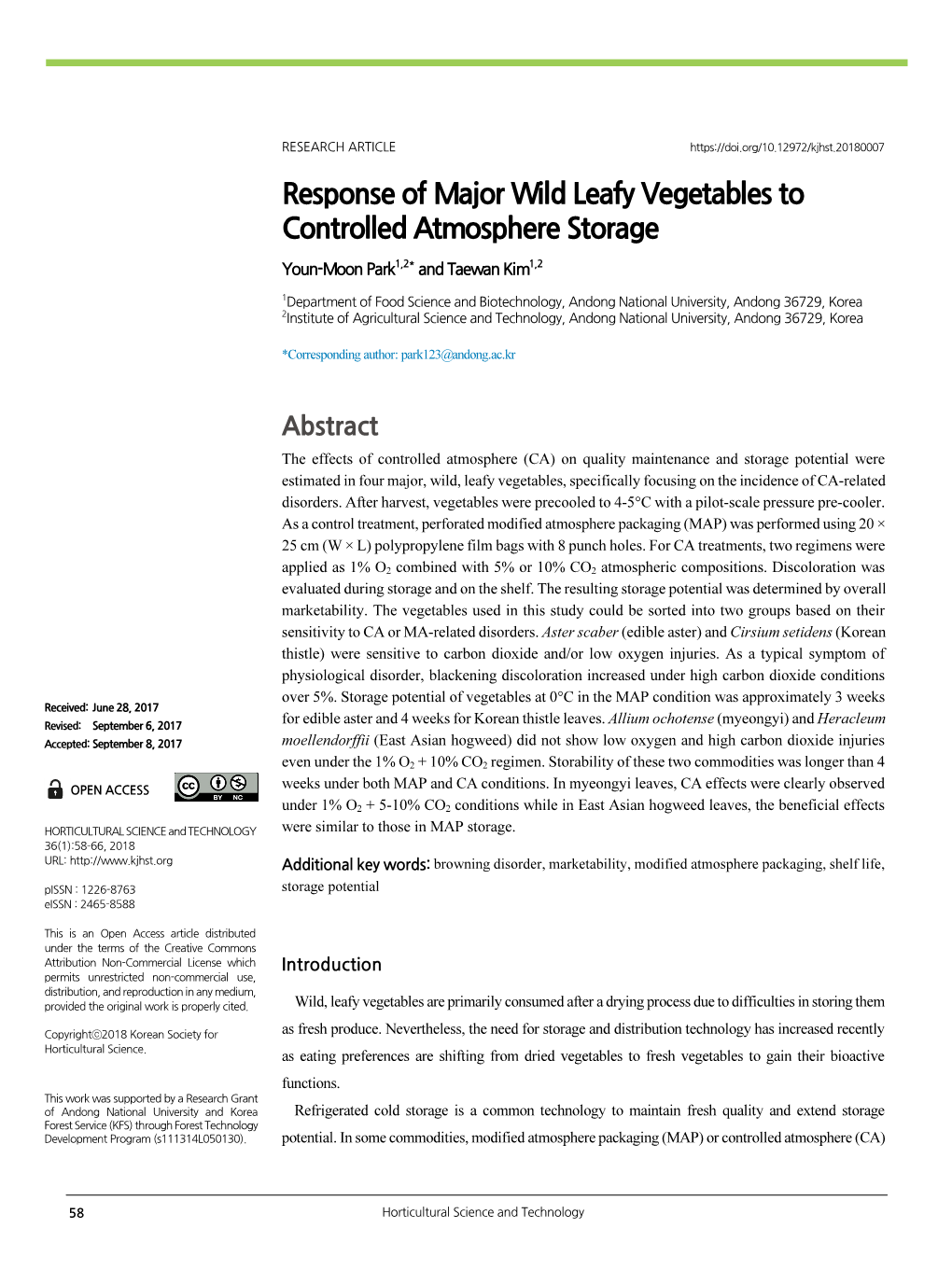 Response of Major Wild Leafy Vegetables to Controlled Atmosphere Storage