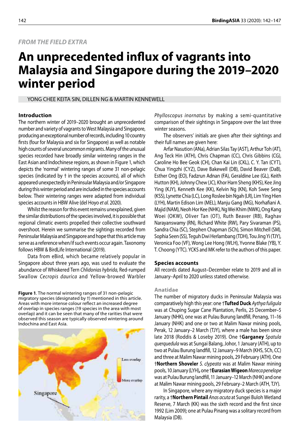 An Unprecedented Influx of Vagrants Into Malaysia and Singapore During the 2019–2020 Winter Period