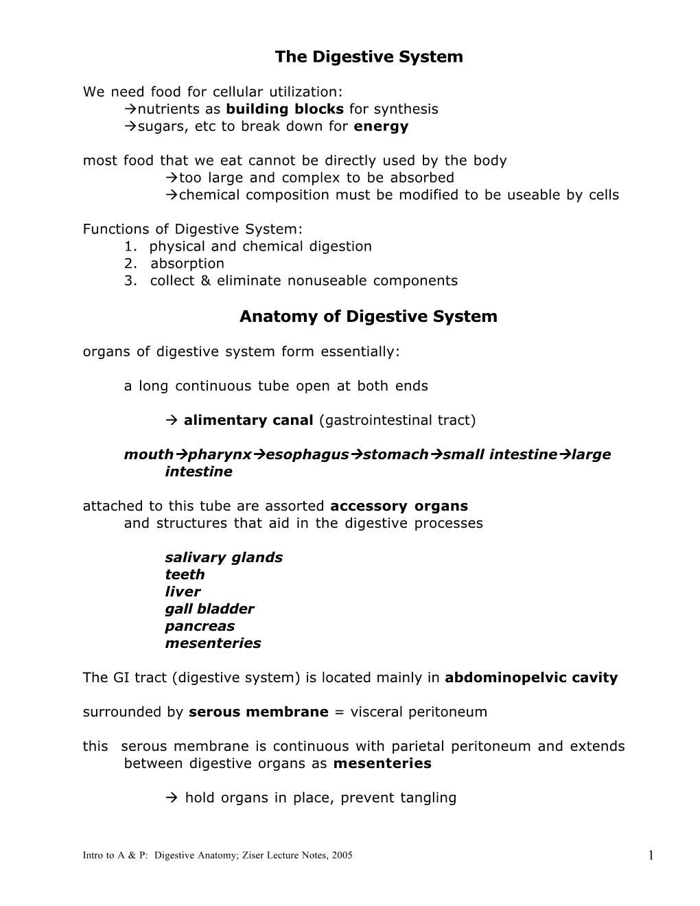 The Digestive System