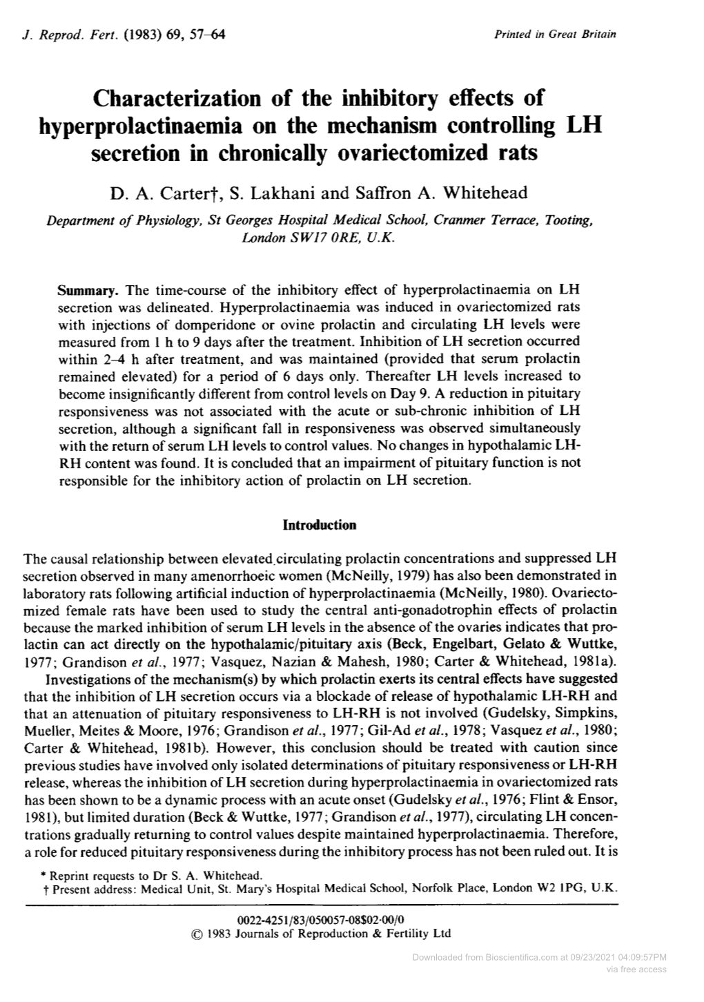 Hyperprolactinaemia on the Mechanism Controlling LH Secretion in Chronically Ovariectomized Rats D