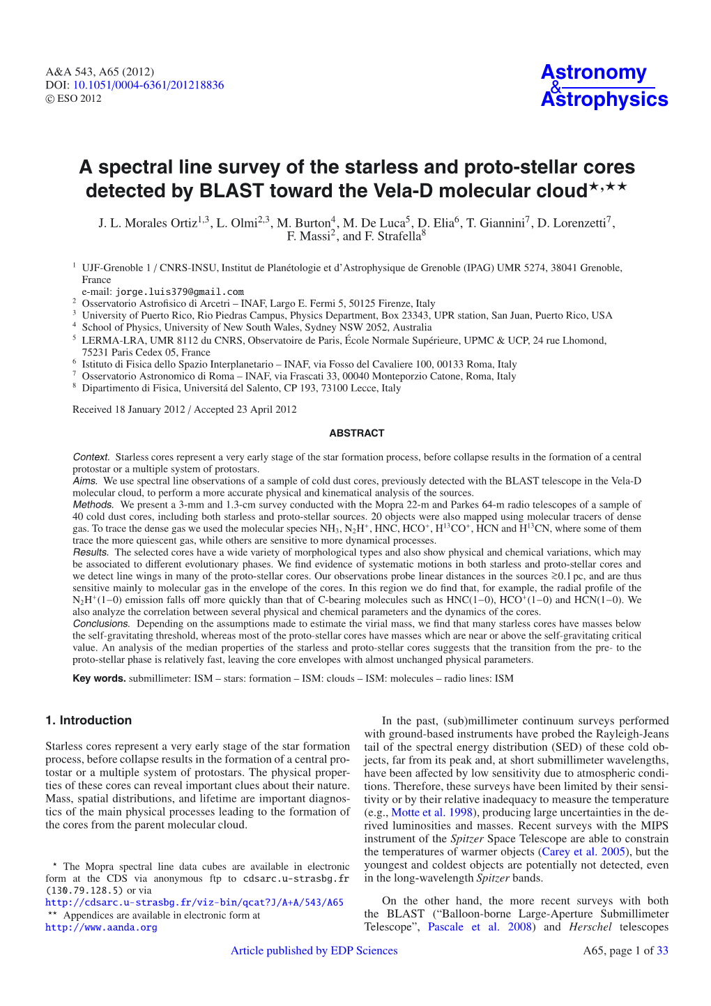 A Spectral Line Survey of the Starless and Proto-Stellar Cores Detected by BLAST Toward the Vela-D Molecular Cloud�,