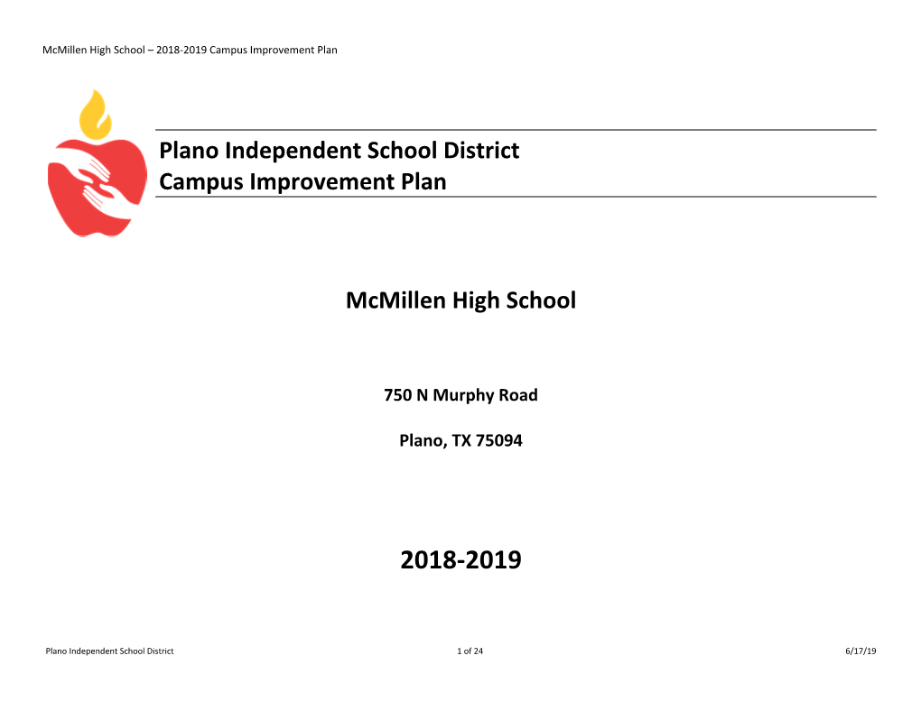 Campus Improvement Plan Template