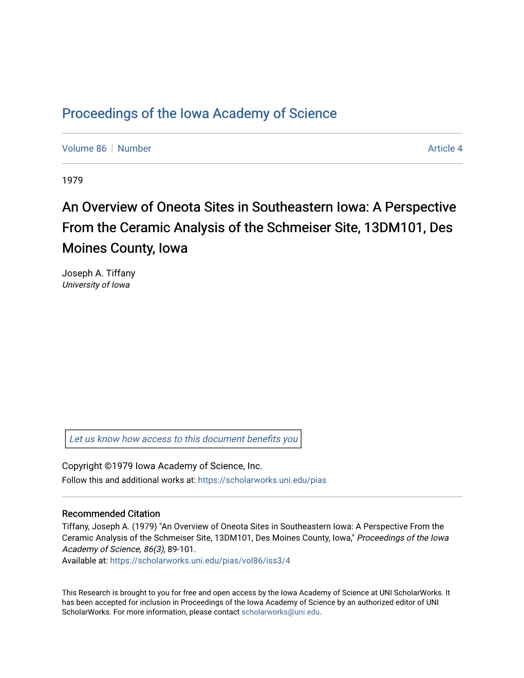 A Perspective from the Ceramic Analysis of the Schmeiser Site, 13DM101, Des Moines County, Iowa