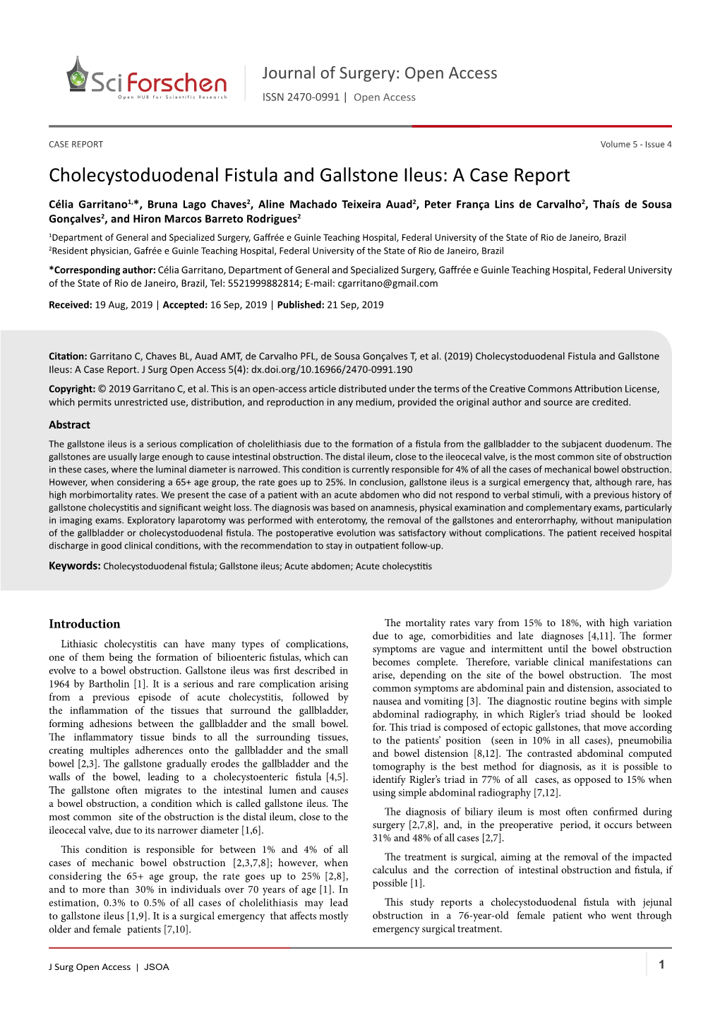 Cholecystoduodenal Fistula and Gallstone Ileus: a Case Report