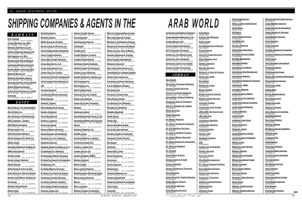 Shipping Companies & Agents in the Arab World