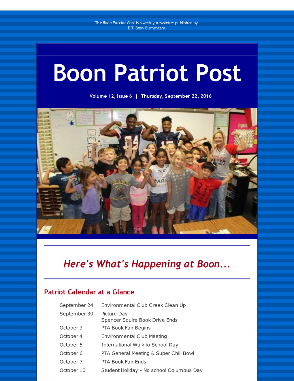 Boon Patriot Post Is a Weekly Newsletter Published by E.T