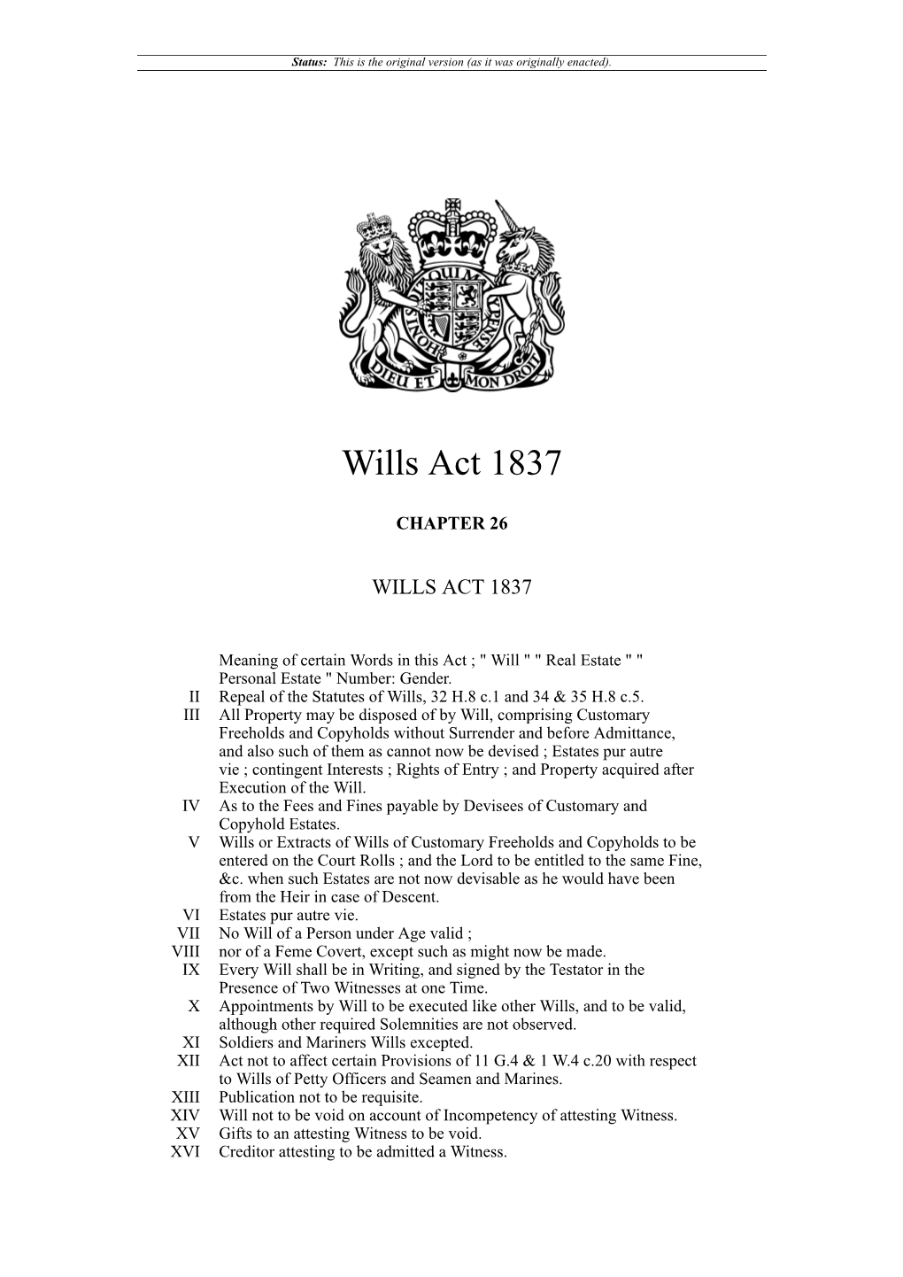Wills Act 1837