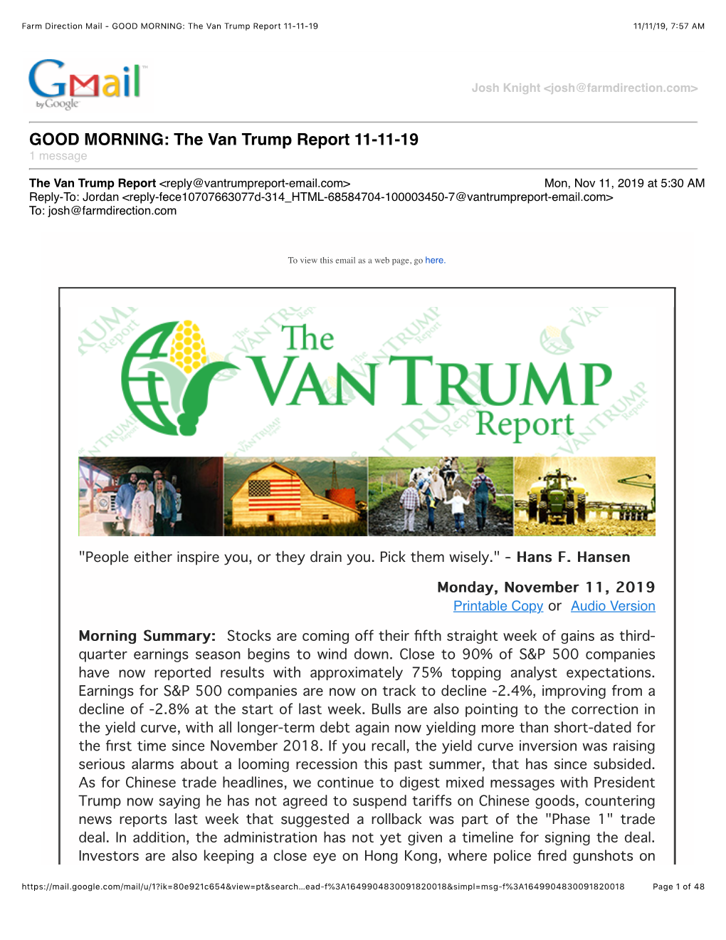 Van Trump Report 11-11-19 11/11/19, 7�57 AM