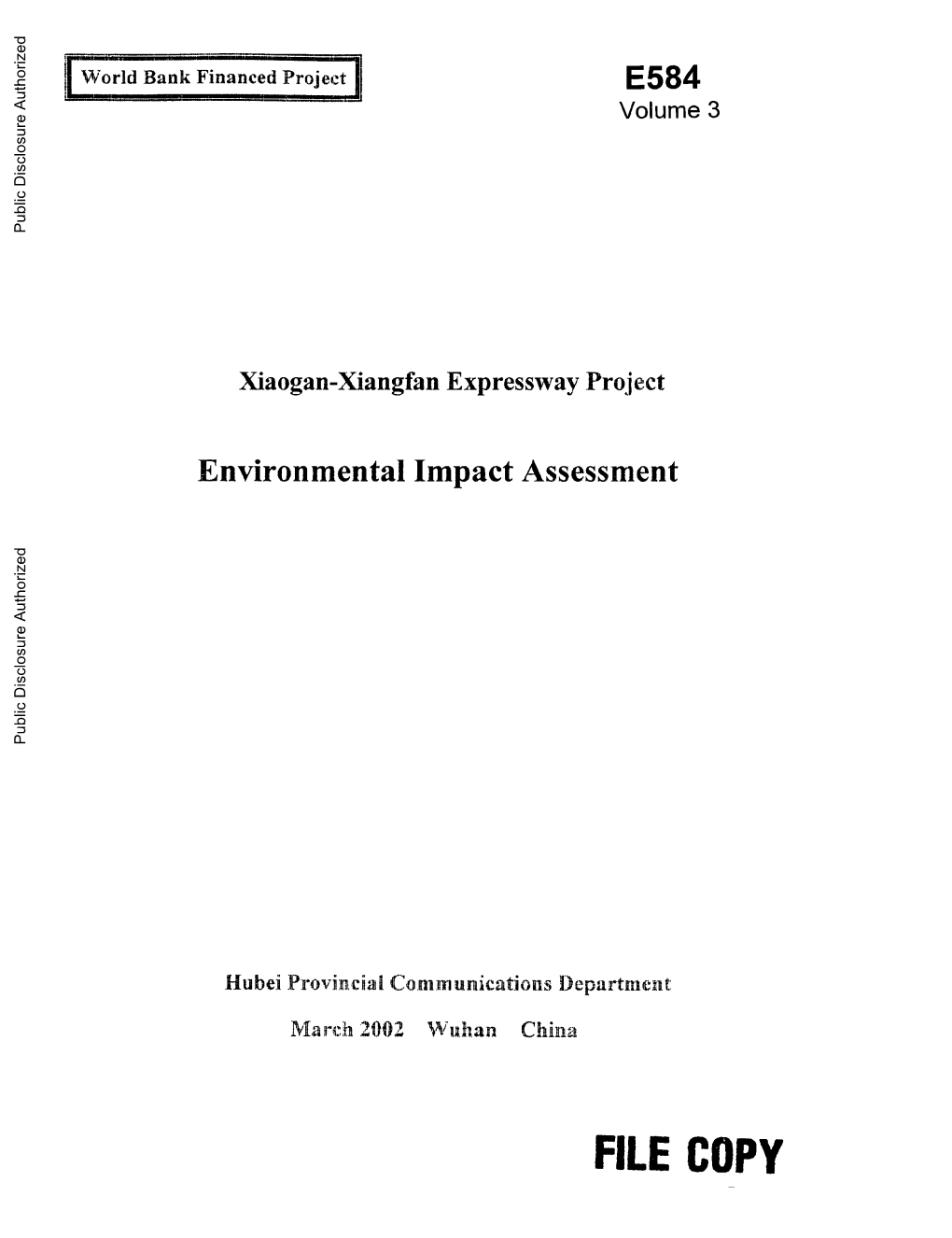 Environmental Impact Assessment Public Disclosure Authorized Public Disclosure Authorized