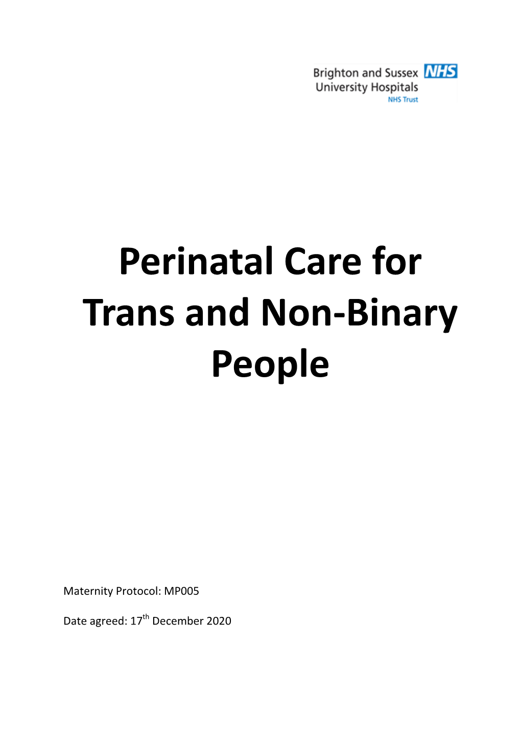 MP005 Perinatal Care for Trans and Non-Binary People