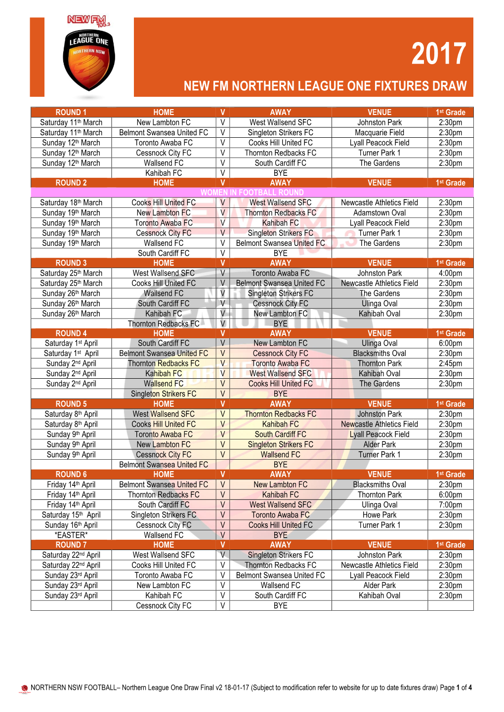 New Fm Northern League One Fixtures Draw