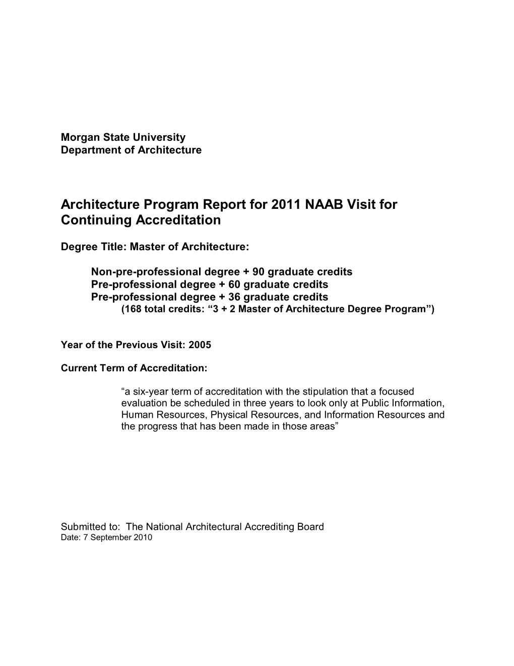 2011 NAAB Architecture Program Report