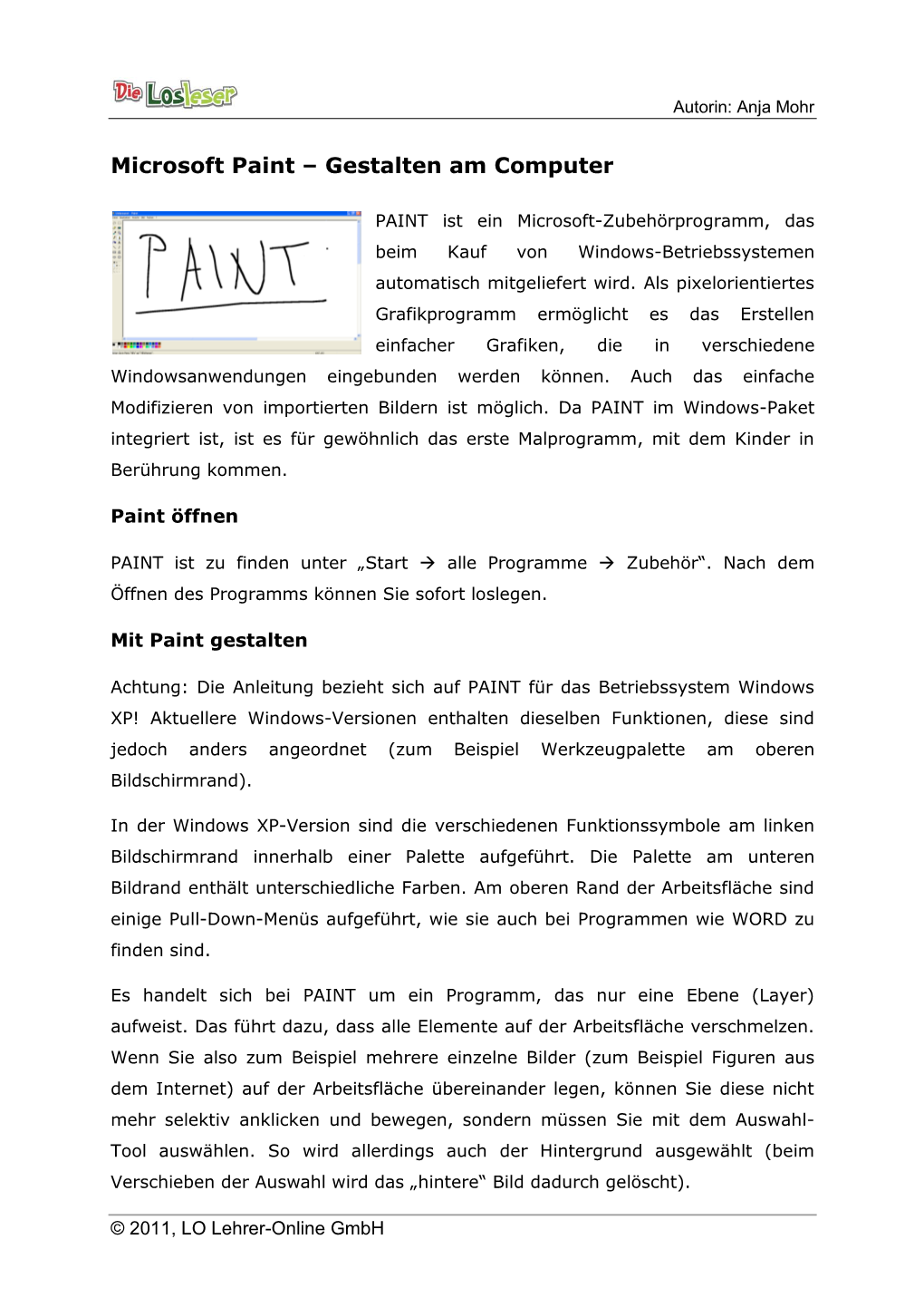 Microsoft Paint – Gestalten Am Computer