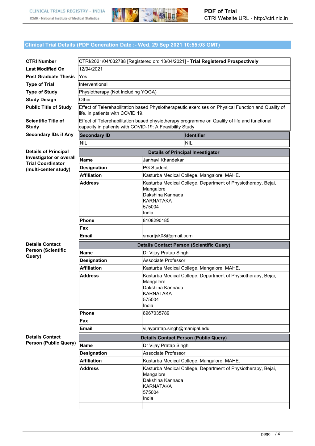 CTRI Trial Data