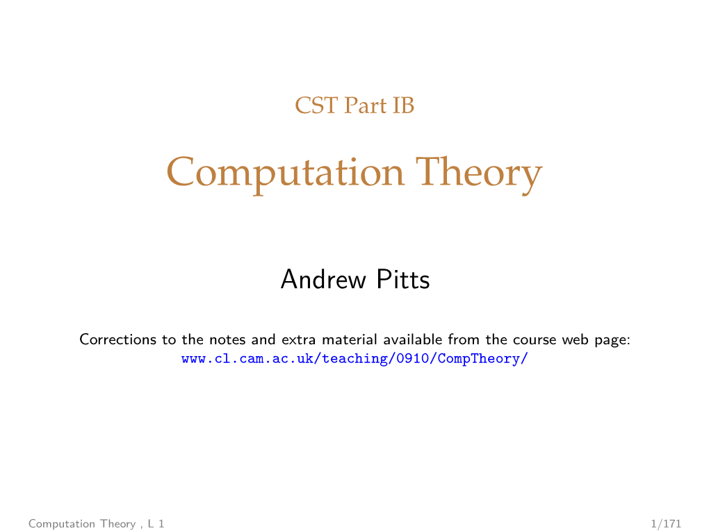 CST Part IB [4] Computation Theory