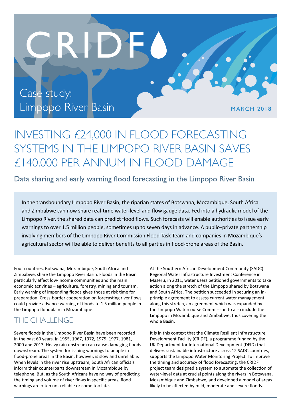 Case Study: Limpopo River Basin INVESTING £24,000 in FLOOD